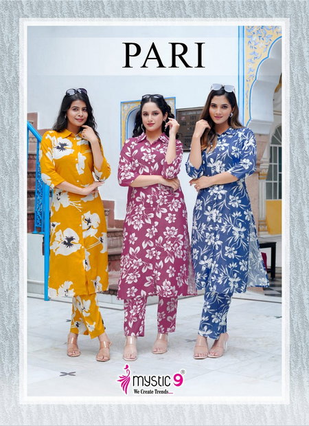 Pari Vol 2 By Mystic 9 Vertican Print With Collar Kurti With Bottom Wholesale Price In Surat